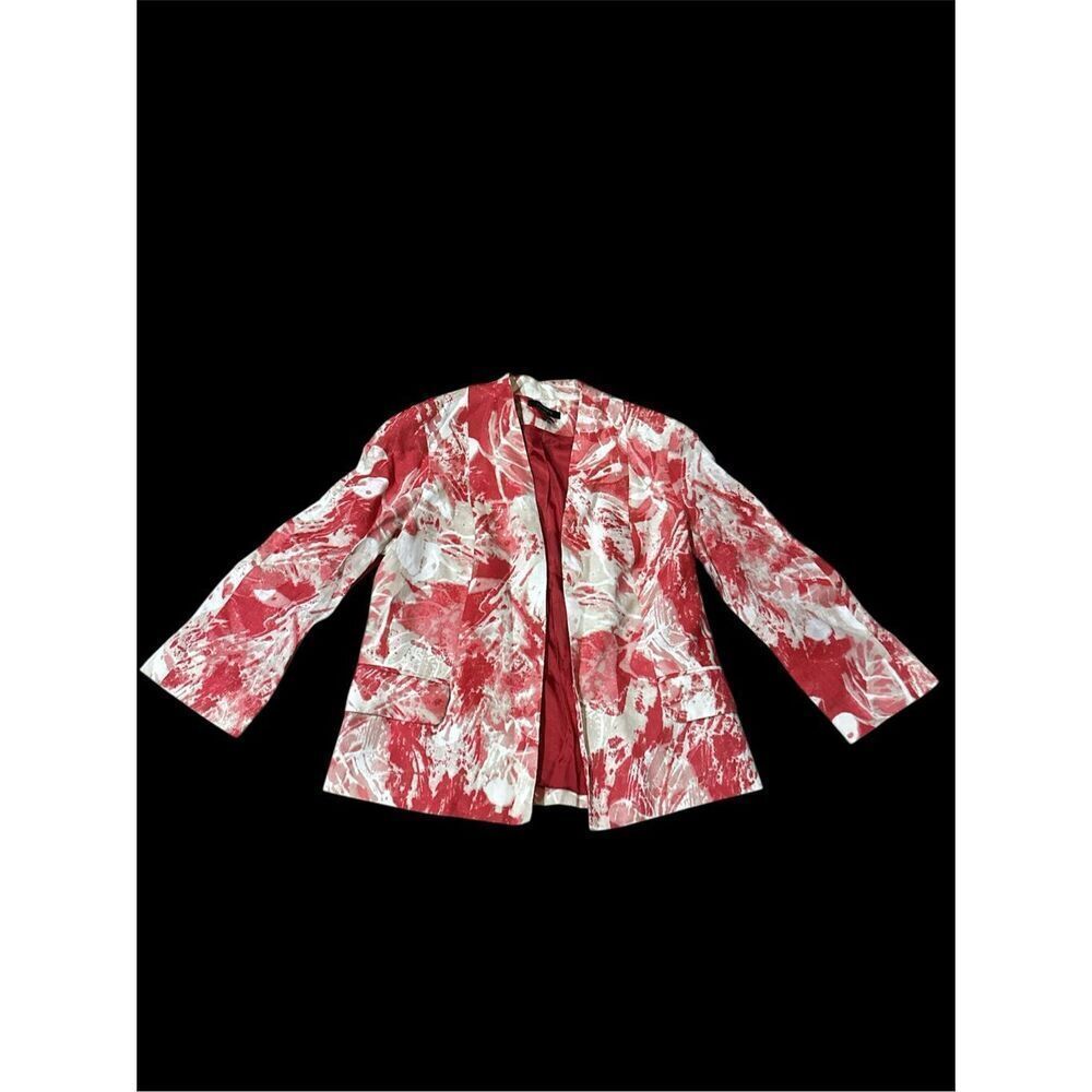 Louben linen blazer coral pink tan 10 M